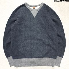 極美品 DELUXEWARE 前V吊り編みスウェット L セットインスリーブ丸胴 