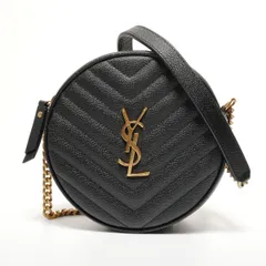 YVES SAINT LAURENT イヴ・サンローラン ショルダーバッグ YSLロゴ Vステッチ チェーンショルダー ヴィニル【中古】