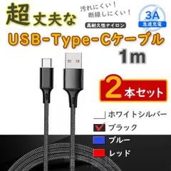 2本黒 1m タイプCケーブル android TypeC 充電器 iPhone15 <Qr>