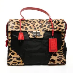 PRADA プラダ ハンドバッグ パイソン レオパード オーストリッチ ナイロン【中古】