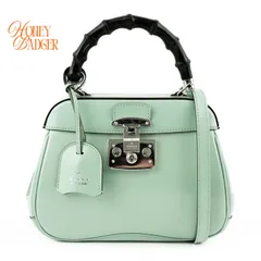 グッチ バンブー トップハンドルバッグ レザー グリーン