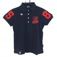 パーリーゲイツ 半袖ポロシャツ ネイビー×レッド 刺しゅうワッペン レディース 0(S) ゴルフウェア PEARLY GATES