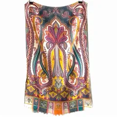 イタリア製 ETRO エトロ  ウール シルク ペイズリー ストール スカーフ
