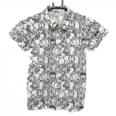 ジャックバニー×ドラえもん 半袖ポロシャツ 白×黒 うさ耳ドラえもん総柄 ジュニア・キッズ 140 ゴルフウェア Jack Bunny