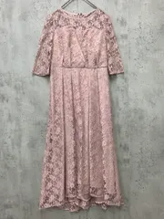 haremode ハレモード 321159 レース ウエストプリーツ 半袖 オケージョン 結婚式二次会 ドレス ワンピース sizeM/ピンクベージュ ■■ レディース