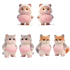 【新発売】 3枚6匹 動物シール お腹ぷにぷにシール 3D　おなかシール　イヌネコ  マシュマロ触感 かわいい スクイーズ ステッカ