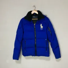 POLO RALPH LAUREN ビックロゴ ヴィンテージ ブルー ショートダウン アウター XS