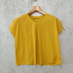 ＦＴＹ エフティワイ カットソー プルオーバー フレンチスリーブ Vネック タック入りシャツ イエロー 36サイズ ◎_□〇