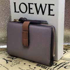 ロエベ LOEWE アナグラム 二つ折り 折り財布 ベージュ レザー Y887