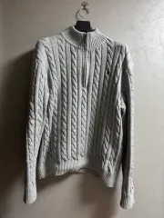 ポロ ラルフローレン ハーフジップ ニット グレー L