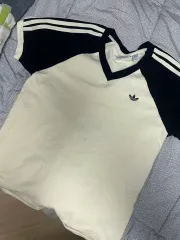 アディダス 3本線 半袖 Tシャツ ブラック/アイボリー