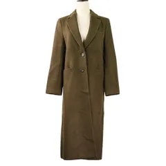 良品 21AW Theory Luxe セオリーリュクス SUPER SEEK JEMINA ウール ロング チェスターコート 38 カーキ レディース 古着 中古 USED