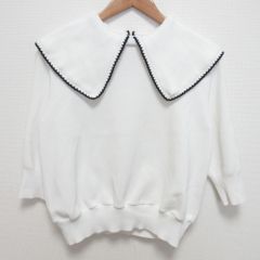 yori コットン刺繍カラーニット ホワイト - メルカリ