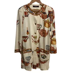 美品 LEONARD レオナール ウールシルク ノーカラーコート Lサイズ キナリ  レディース 古着 中古 USEDのサムネイル