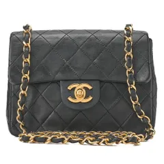 CHANEL シャネル  チェーンショルダー バッグ ミニマトラッセ 17cm ラムスキン 黒 ゴールド金具 レディース【中古】【送料無料】