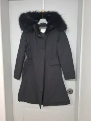 SON JUNG WAN ワニブラック フード ファー ダウンジャケット ロング丈 コート