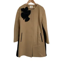 美品 LANVIN en Bleu ランバンオンブルー リボンノーカラーコート サイズ36 キャメル レディース 古着 中古 USEDのサムネイル