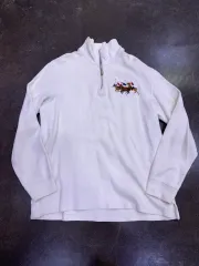 ポロラルフローレン ダブル ポニー 刺繍 ハーフ ジップアップ スウェット アイボリー L