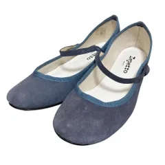 美品 Repetto レペット LILI BOOTS AD CARMEN スエード メリージェーンパンプス サイズ38 約24cm ブルー レディース 古着 中古 USED