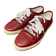 美品 GUCCI グッチ レザー ローカットスニーカー サイズ36 1/2 23.5cm相当 レッド レディース 古着 中古 USED