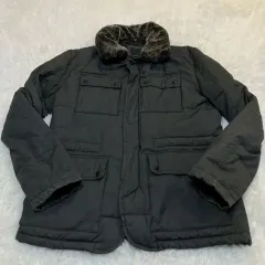 ヴィンテージ ZARA ザラ マン チャコール ネック ファー ダウン o-836 y2k ストリート 森ガール