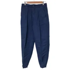 未使用 POLO by RALPH LAUREN ポロバイラルフローレン リネン リヨセル ワイドテーパードパンツ バレルパンツ 0サイズ ネイビー  レディース 古着 中古 USED