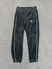(M) ナイキ ベロア パイピング ジョガー パンツ ブラック