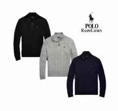 ポロ ハーフジップ ケーブル編み 長袖ニット 3COLOR ユニセックス