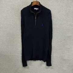 USポロ カジュアル 刺繍 ロゴ ハーフジップ ケーブル編み ニット XL A05727