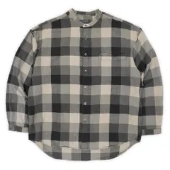 ゲス GUESS 90s 00s 90-2000年代 Y2K バンドカラーシャツ 珍品 ヘリンボーン織り HBT USA ヴィンテージ アメリカ 古着 メンズ シャツ ベージュ ブラック ブロックチェック柄 XL【中古】