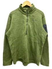 EDDIE BAUER (エディーバウアー) ハーフジップフリースプルオーバー ロゴ刺繡 古着 0379 L グリーン メンズ/045