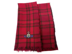 Vivienne Westwood (ヴィヴィアンウエストウッド) チェックストール 毛 ウール100％ ムーンバット レッド レディース/045