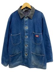 DICKIES (ディッキーズ) デニムカバーオール チョアコート ブランケット付 襟コーデュロイ 90S 古着 ビンテージ サイズ表記消え ブルー メンズ/045