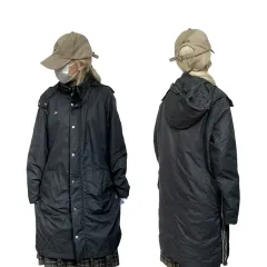 アディダス ブラック ダウンジャケット ロング丈 3本線 WHO ウィンドブレーカー ジャケット M