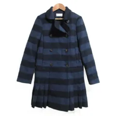 美品 RED VALENTINO レッドヴァレンティノ ボーダーダブルブレストコート 38サイズ ネイビー レディース 古着 中古 USEDのサムネイル