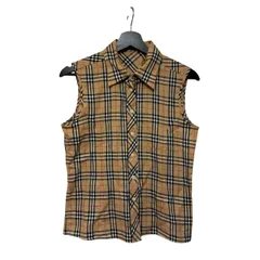  バーバリーロンドン BURBERRY LONDON レディース ノースリーブシャツ ノバチェック コットン100% L ベージュ【RE364】