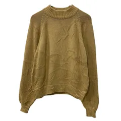 90s USA製 LANDS'END レディース コットンニット セーター S イエロー ランズエンド プルオーバー 90年代 モックネック 春秋物 a803-6634のサムネイル