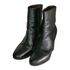 美品 Dries Van Noten ドリスヴァンノッテン レザー サイドジップ ショートブーツ シューズ サイズ38 25cm相当 ブラック レディース 古着 中古 USEDのサムネイル