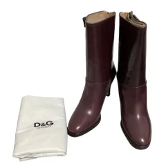 美品 D&G ディーアンドジー ドルチェアンドガッバーナ レザー バックファスナー パドロック付き ブーツ 38 約24cm ボルドー レディース 古着 中古 USEDのサムネイル