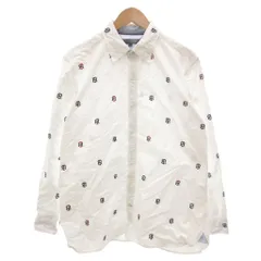 トミーヒルフィガー TOMMY HILFIGER シャツ XXL 白 ホワイト モノグラム柄 ボタンダウンカラー 長袖 /NL ■GY61