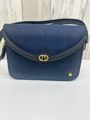 E【中古品】ホースヘアー ハンドバック  ショルダーバック ネイビー 馬毛