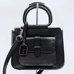 GUCCI（グッチ）2WAYハンドバッグ ショルダーバッグ ブラックレザー シルバー金具