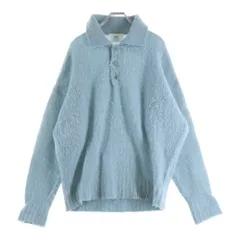 AMI Alexandre Mattiussi (アミアレクサンドルマテュッシ) HAIRY LIGHT POLO ヘアリー ライト ニットポロシャツ ブルー HPL326.KN0021のサムネイル