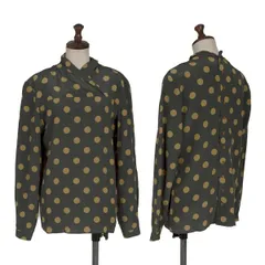 ジョルジオ アルマーニGIORGIO ARMANI シルクドットプリントカシュクールネックシャツ グレーマスタード38のサムネイル