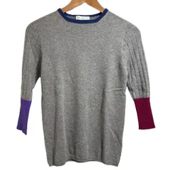 美品 AGNONA アニオナ ホワイトカシミヤ100％ クルーネック ニット セーター カットソー 40 グレー レディース 古着 中古 USEDのサムネイル
