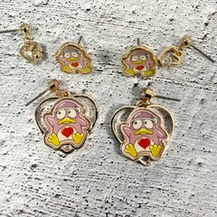 キャラクター ピアス 3ペアセット ハート ゴールド 可愛い レディース アクセサリー