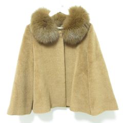 ANAYI アナイ フォックスファー付き アルパカショートコート ブラウン