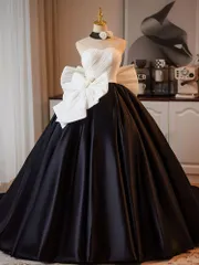 【送料無料】ブラック フレンチ クラシック エレガント 抹胸 高腰 パフスカート ドレス 軽婚紗 フォトウェディング 高級感 ラグジュアリー 大人 女性用 撮影 宴会 パーティー 結婚式 二次会 S M L XL 2XL 3XL 上品 新作 人気 限定