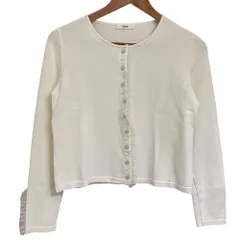 美品 クリーニング済 Rene ルネ 長袖 フェイクパールボタン ニット カーディガン 36 オフホワイト レディース 古着 中古 USED