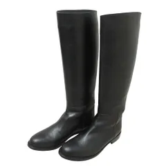 美品 FABIO RUSCONI ファビオルスコーニ レザー ロングブーツ サイズ38 約24cm ブラック レディース 古着 中古 USED